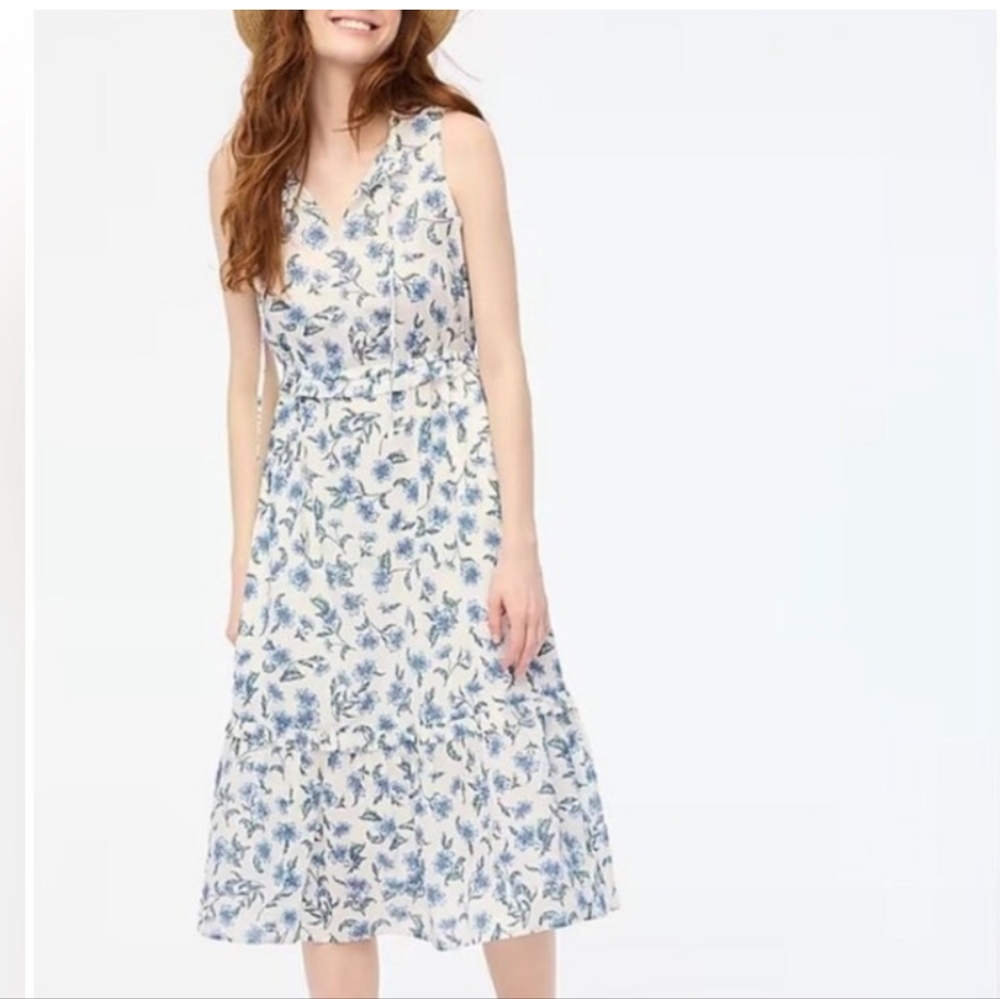 J. Crew Blue Floral Midi Dress